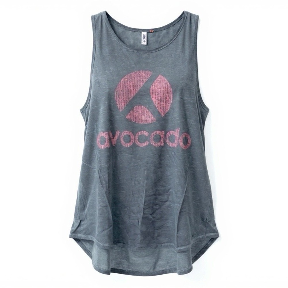 Avocado Peek Tie Tank Top Grey Open Back NWT L